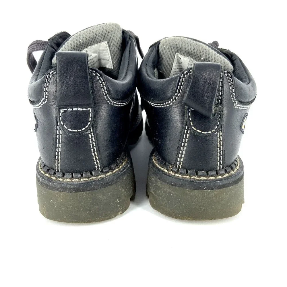 VTG Dickies Leather Lug Sole Shoes Black Womens Size 7 Genuine Grunge Speed Lace - Picture 5 of 16